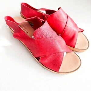Sesto Meucci Coral Red Leather Comfort Sandals 11.5M